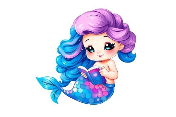 Funny Retro Mermaid Illustration SVG