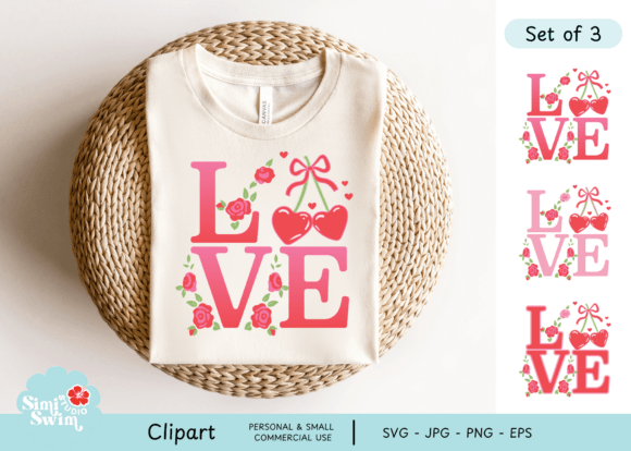 Retro Coquette LOVE SVG Cherry Floral