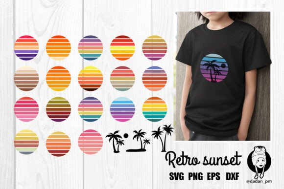 Retro Sunset Shape Svg, Vintage Svg