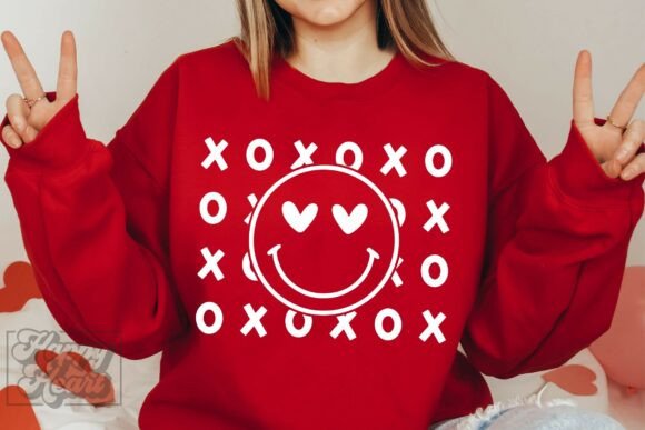 XOXO Smiley SVG PNG Retro Valentines Day